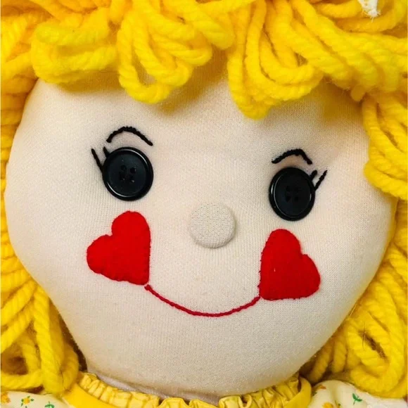 Handmade Yellow Rag Doll with Heart Apron - Picture 4 of 6